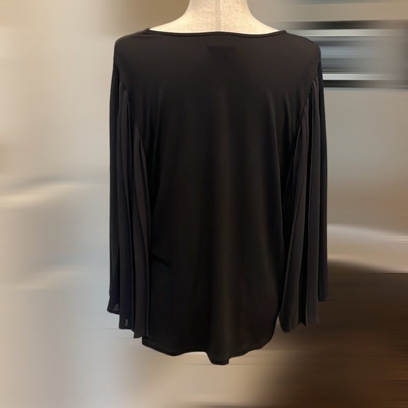 J.Jill Wearever Pleated-Sleeve Top Black L - Picture 5 of 10